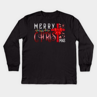 Merry ChristMas Cross Christian Religious Christmas Quotes Kids Long Sleeve T-Shirt